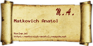 Matkovich Anatol névjegykártya